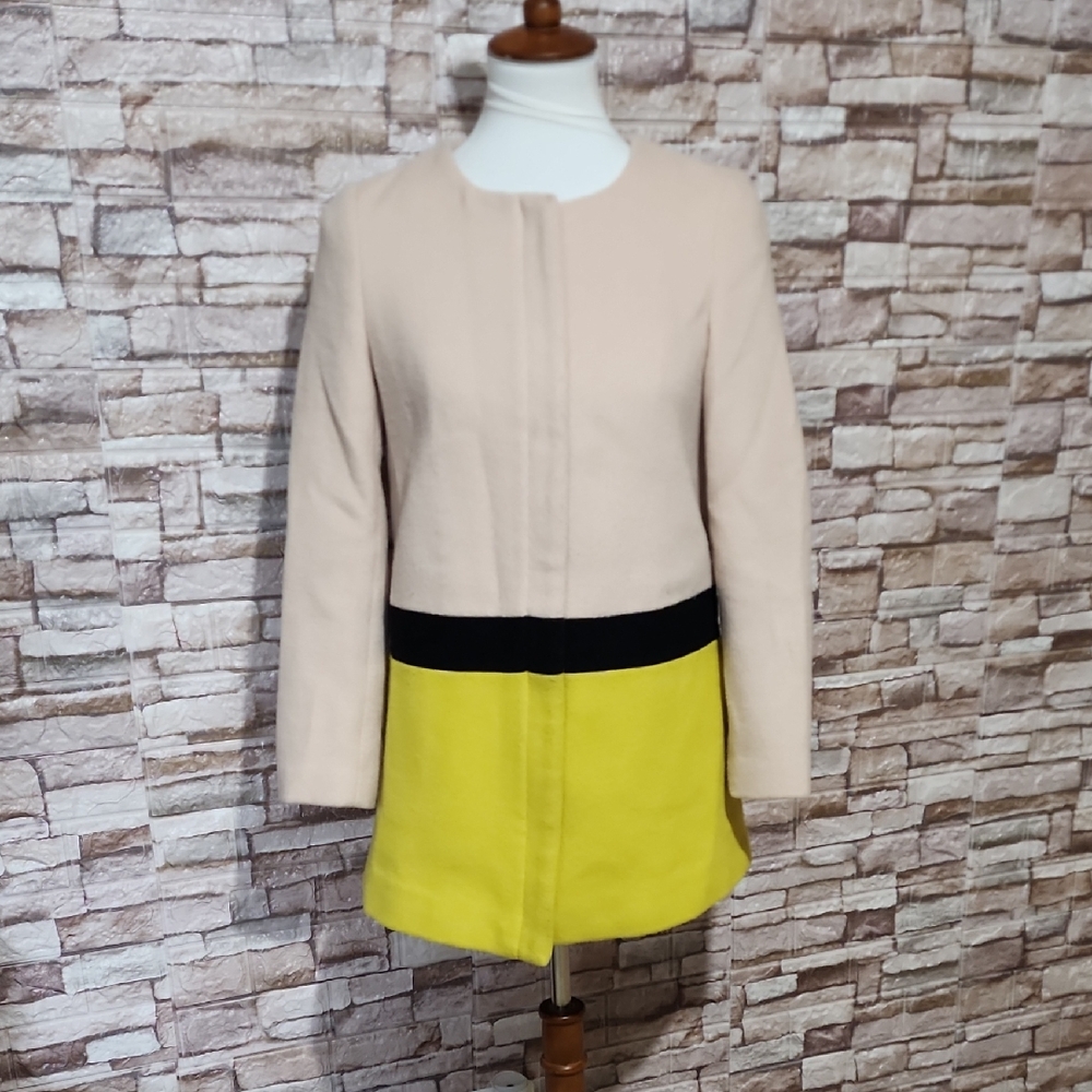 Seifini Elegant Tan  and Yellow Full Zip  Coat